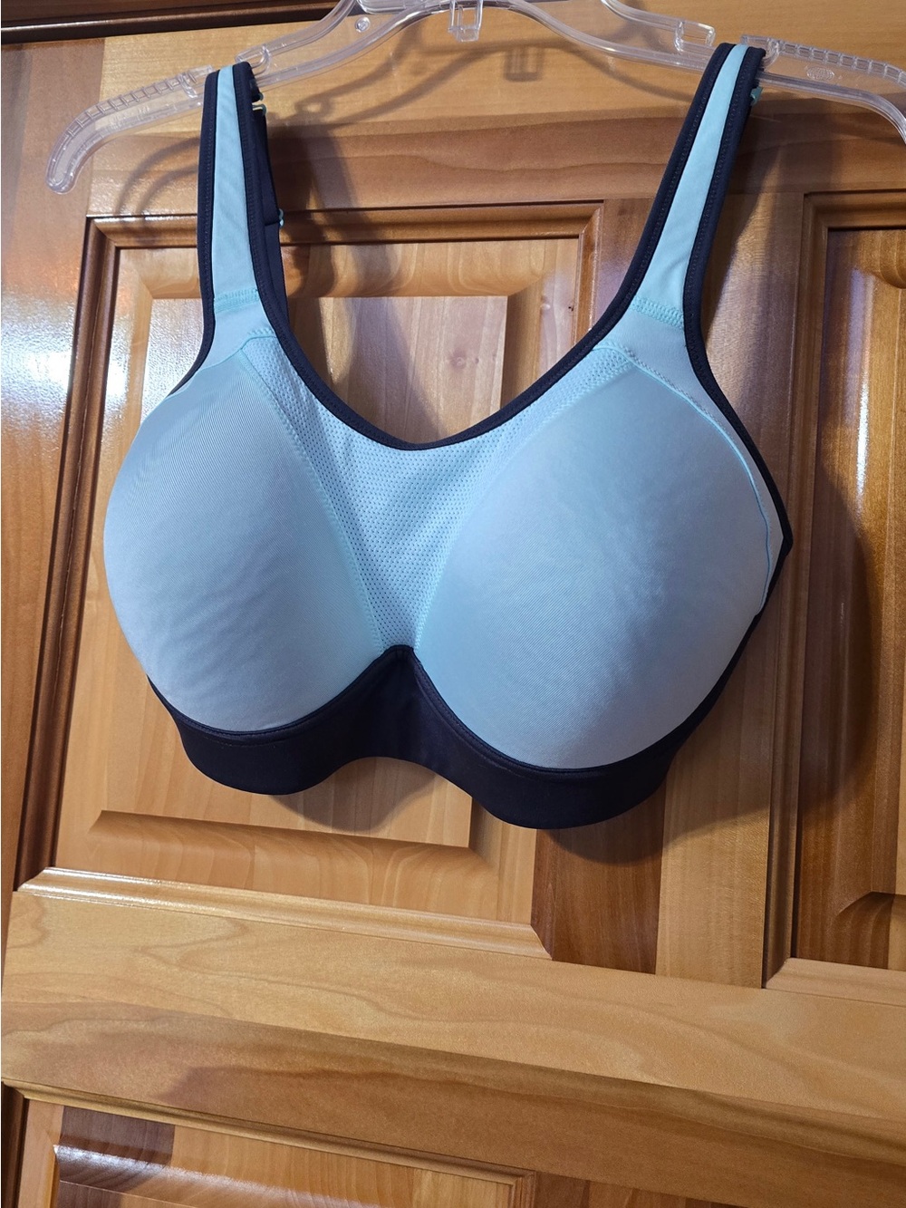 Champion Light Blue and Black High Support Underwire Sports Bra